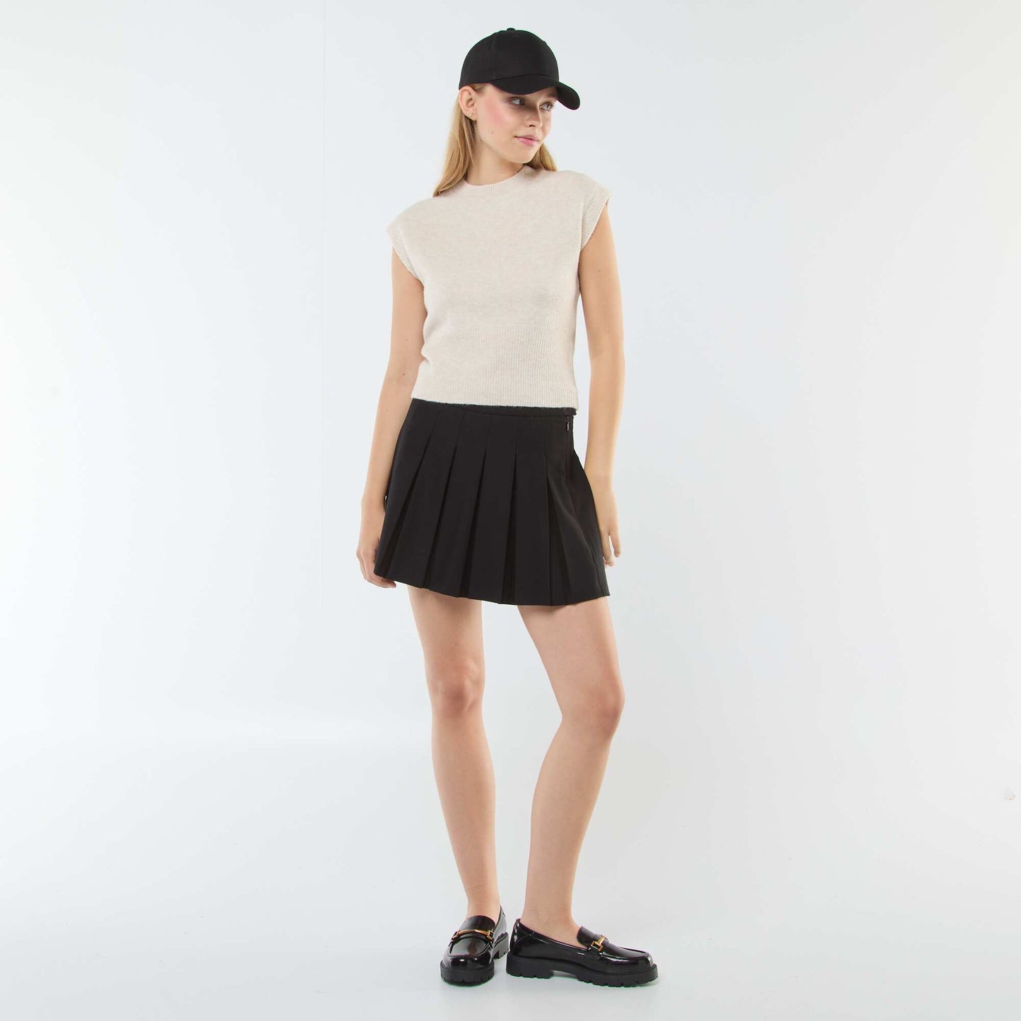 Pull sans manches en maille chaude BEIGE