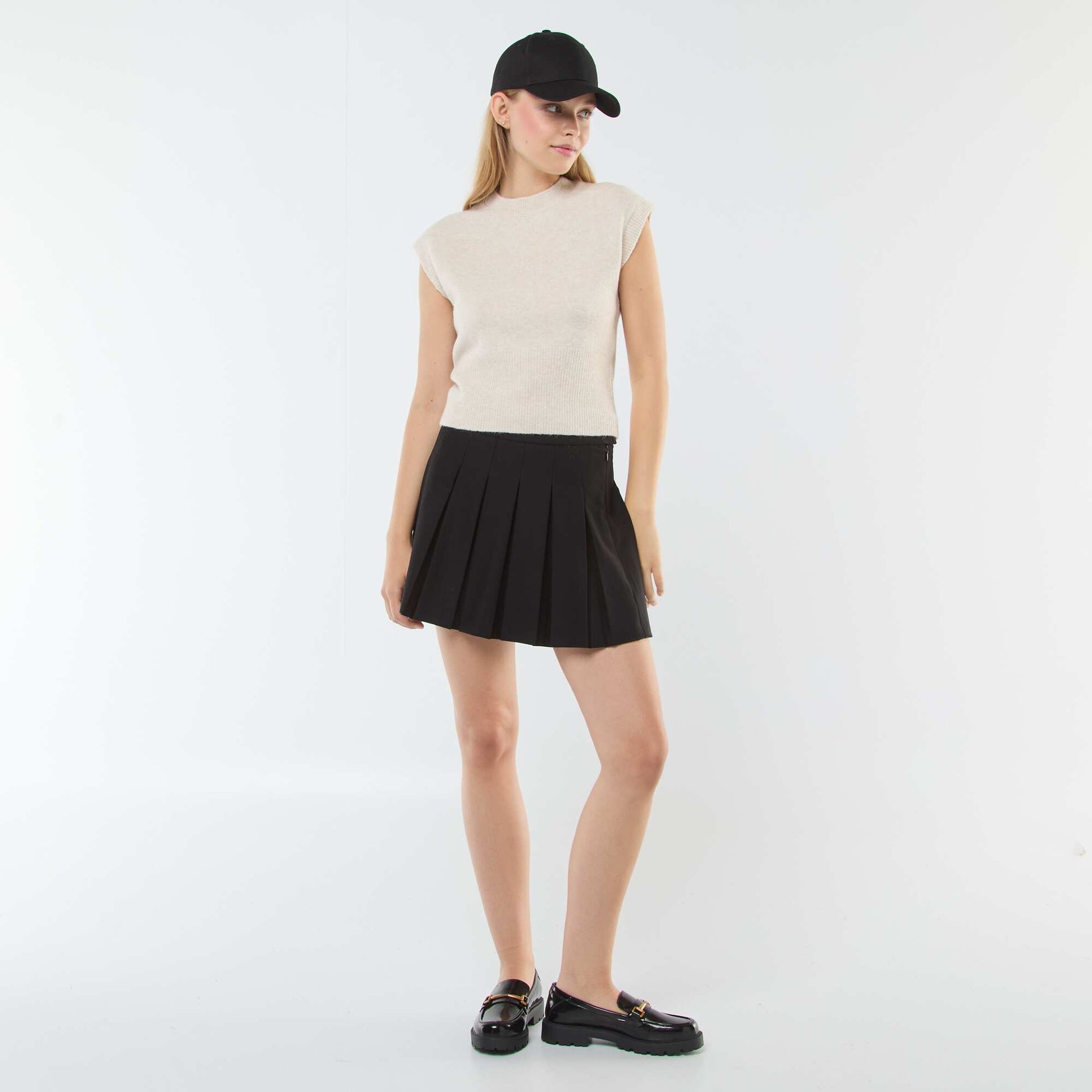 Pull sans manches en maille chaude BEIGE