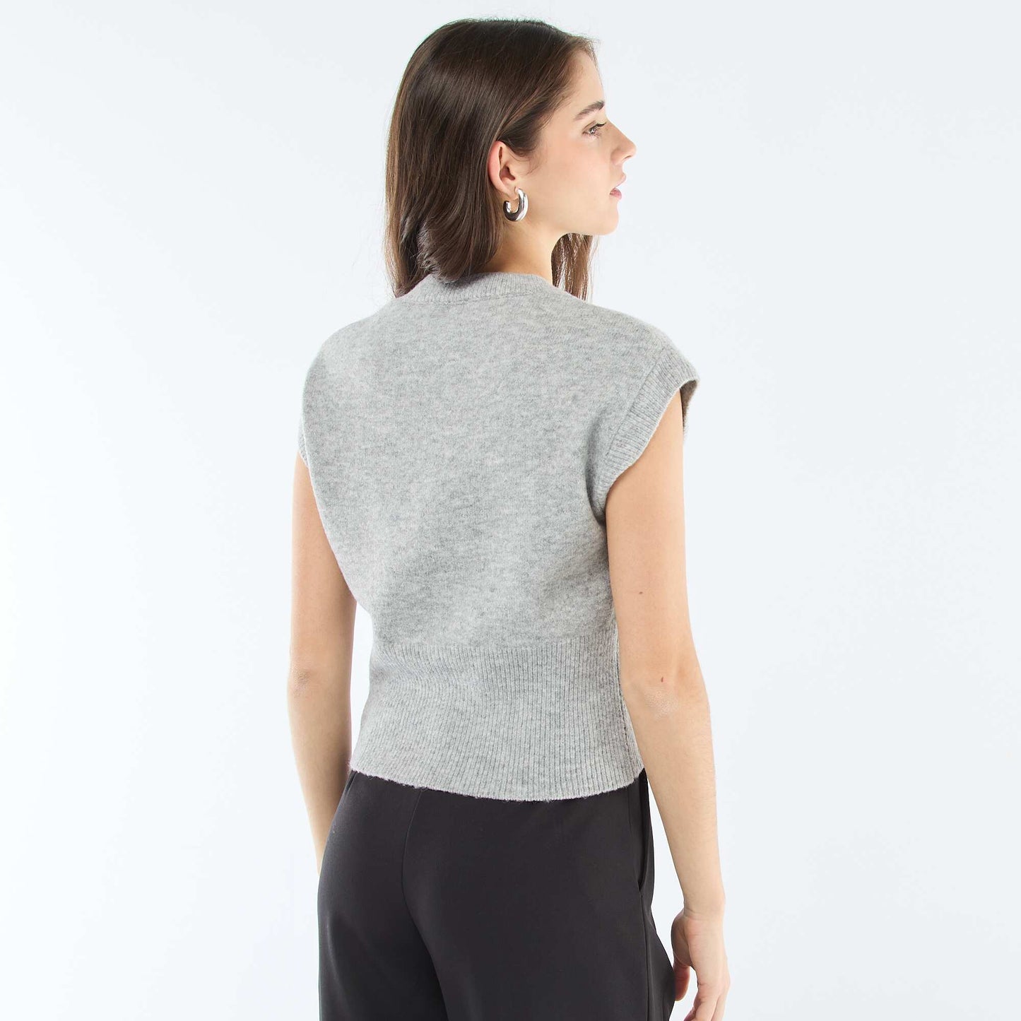 Pull sans manches en maille chaude GRIS