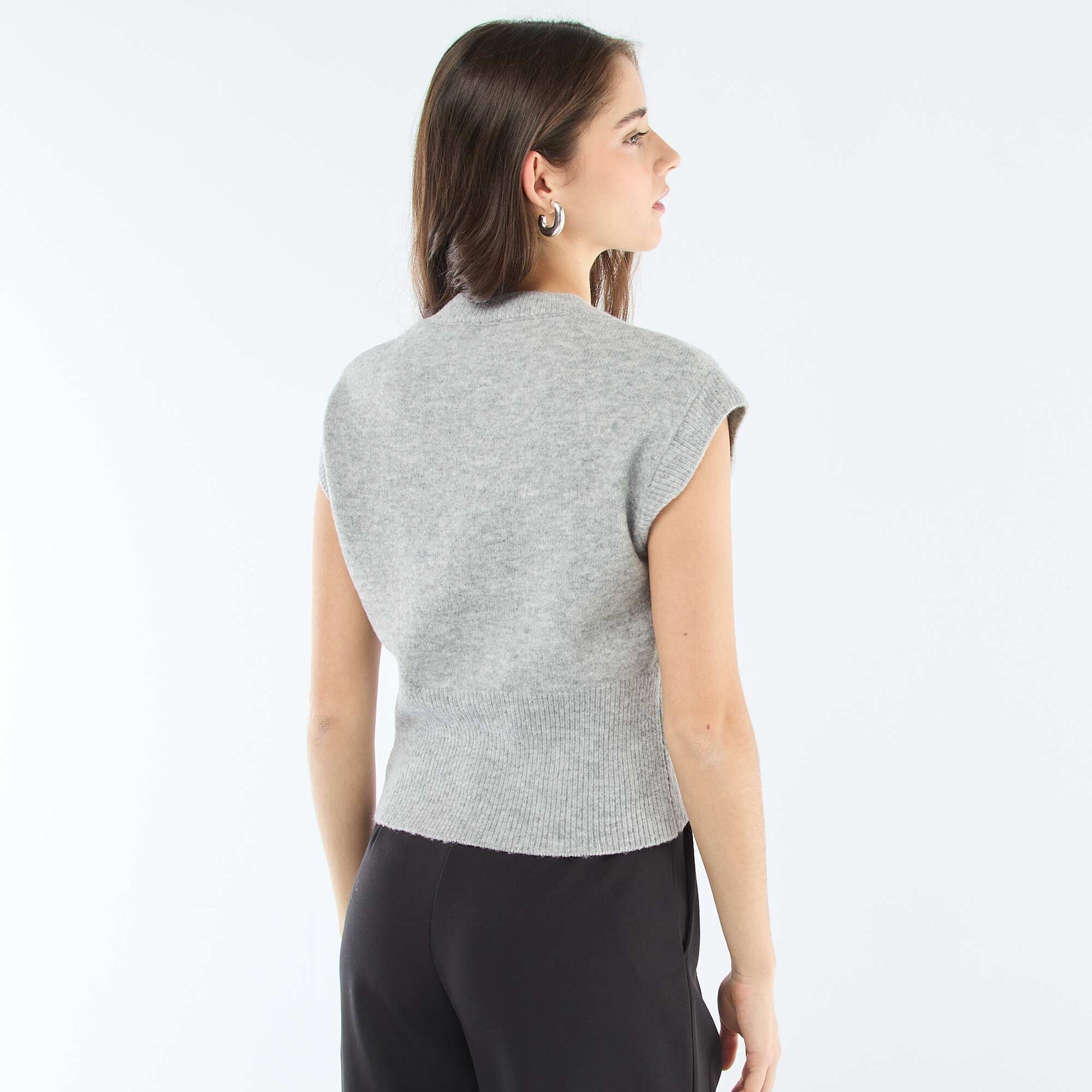 Pull sans manches en maille chaude GRIS