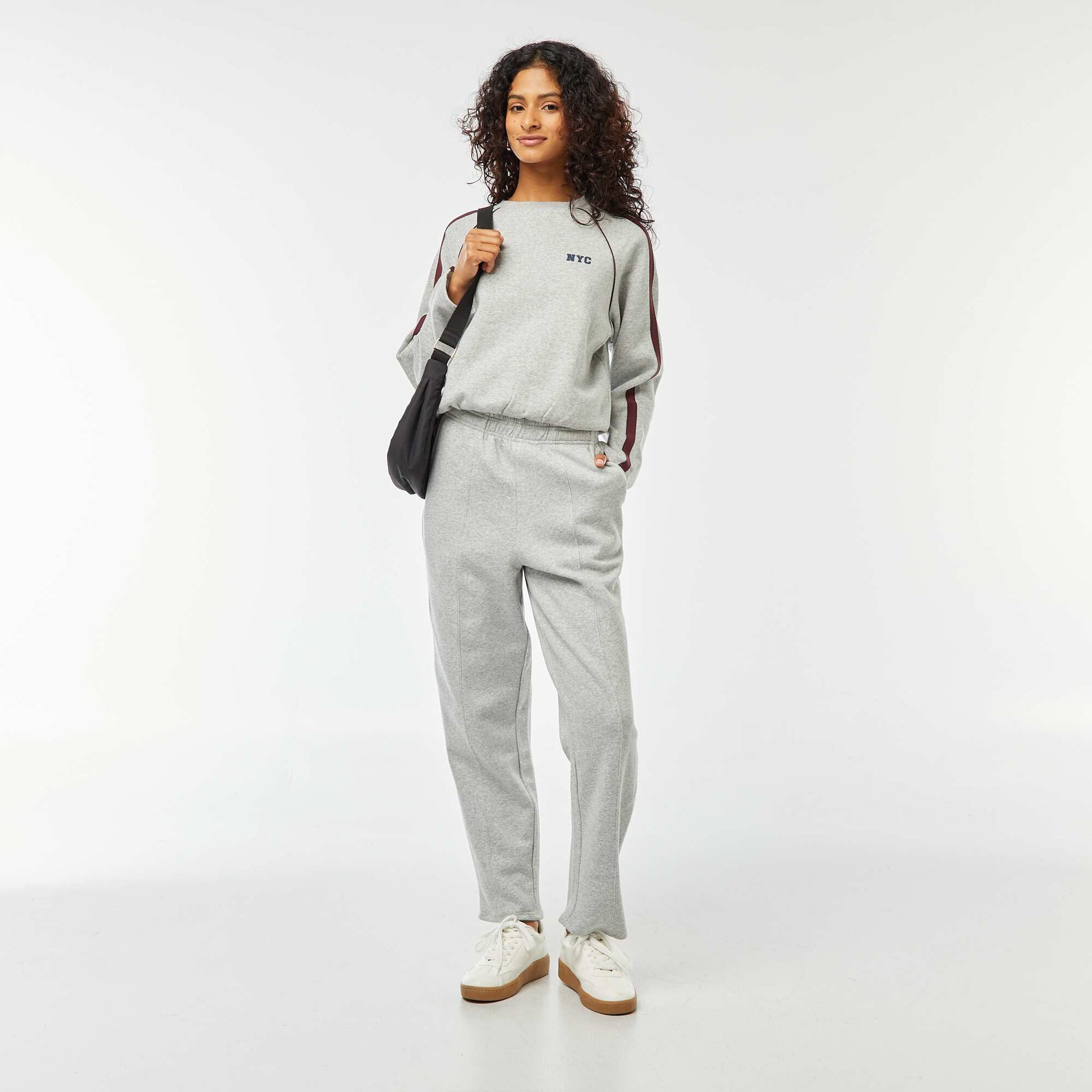 Jogging large en molleton GRIS