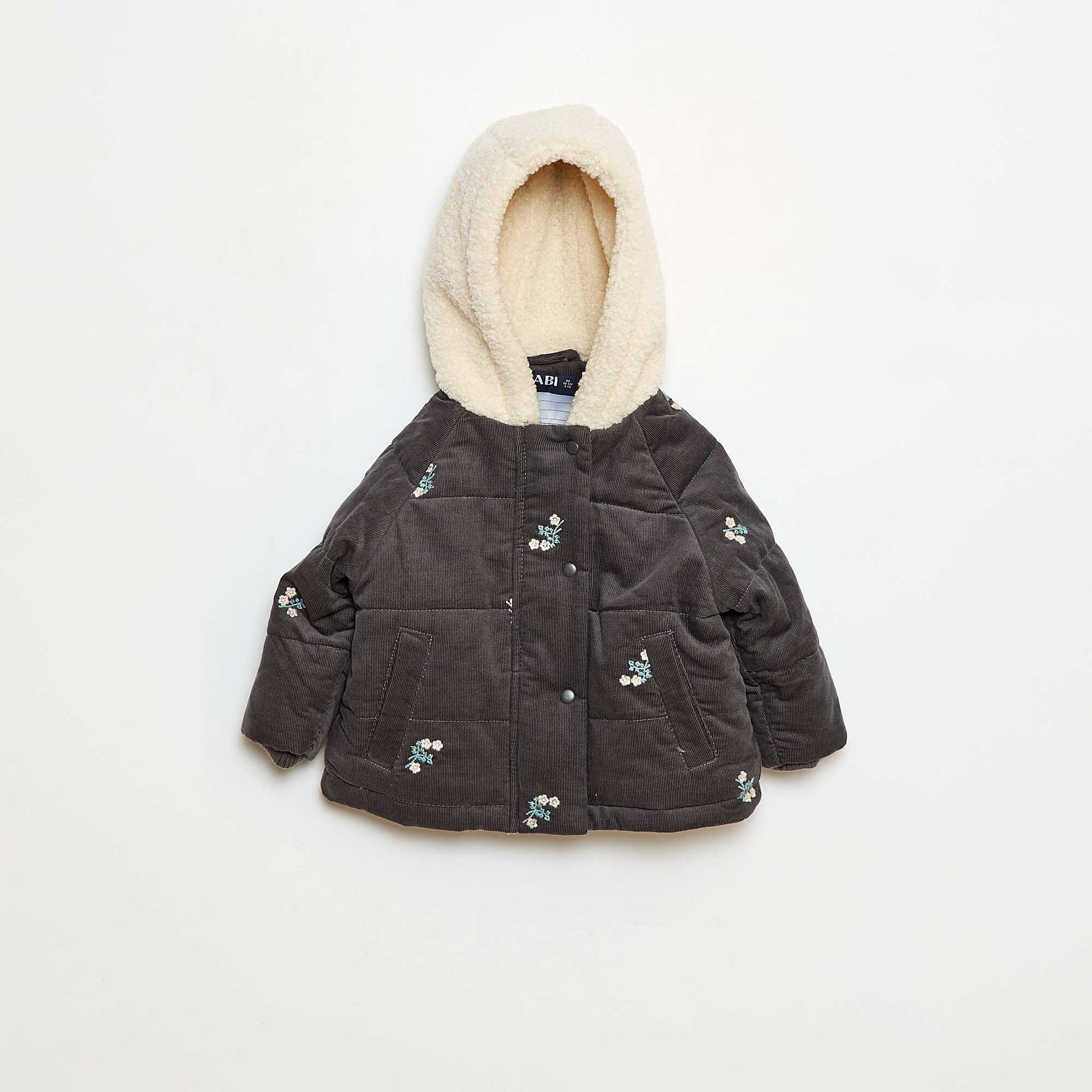 Manteau à capuche en velours GRIS