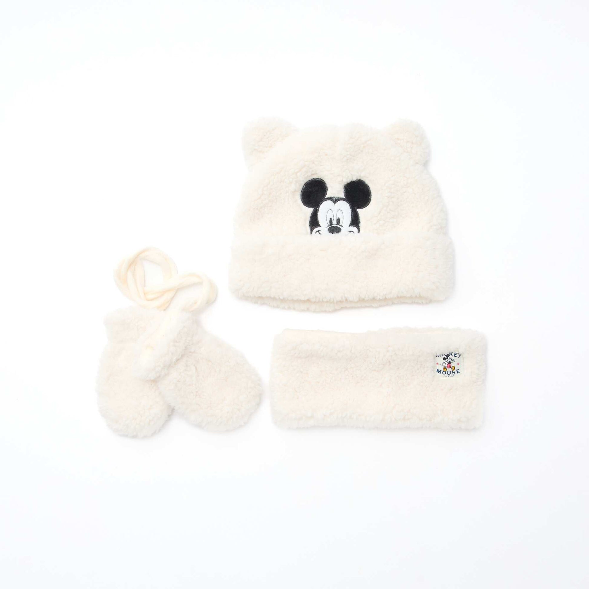 Lot bonnet + gant + snood 'Minnie' 'Disney' BEIGE