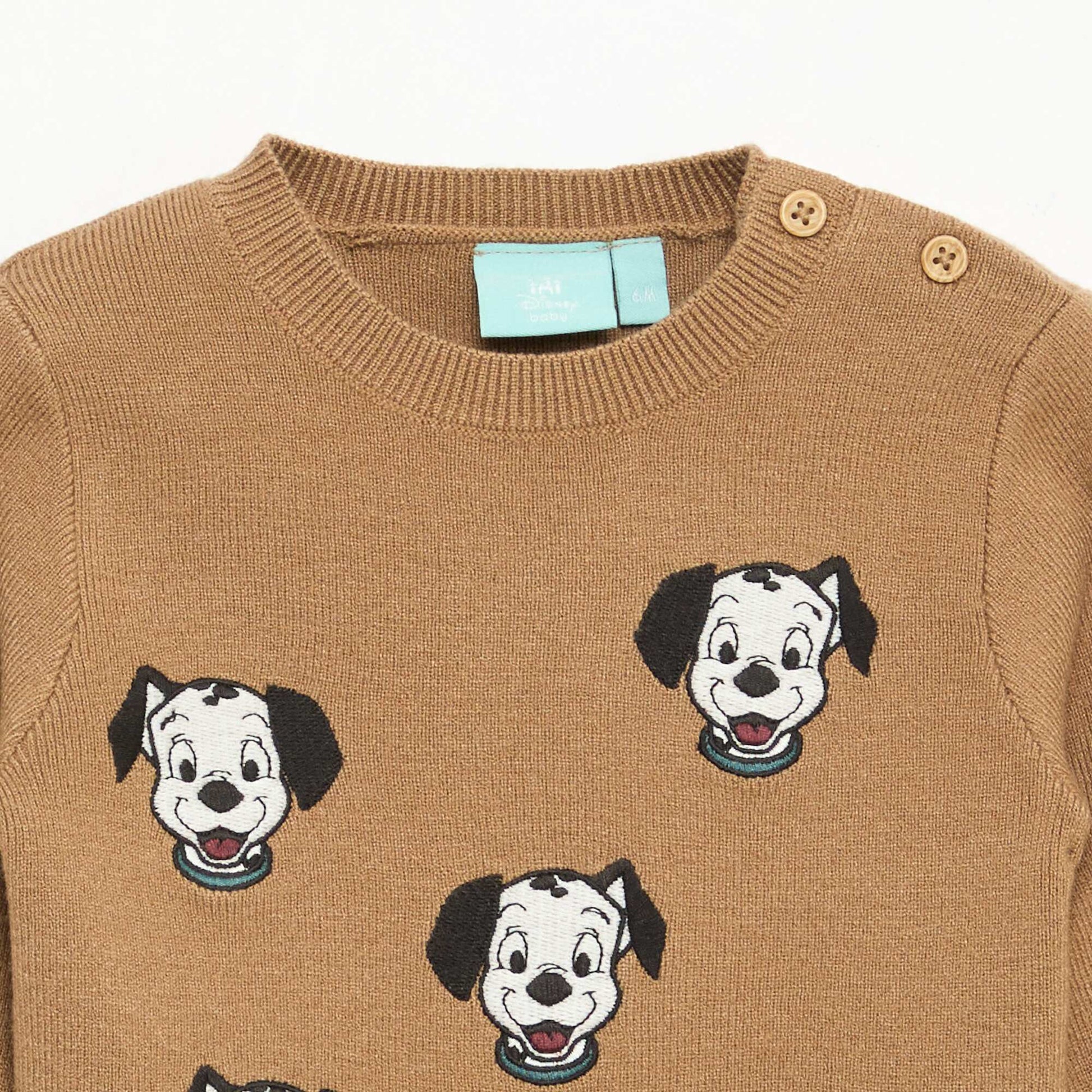 Pull col rond tricot 'Disney' 'Dalmatien' BEIGE