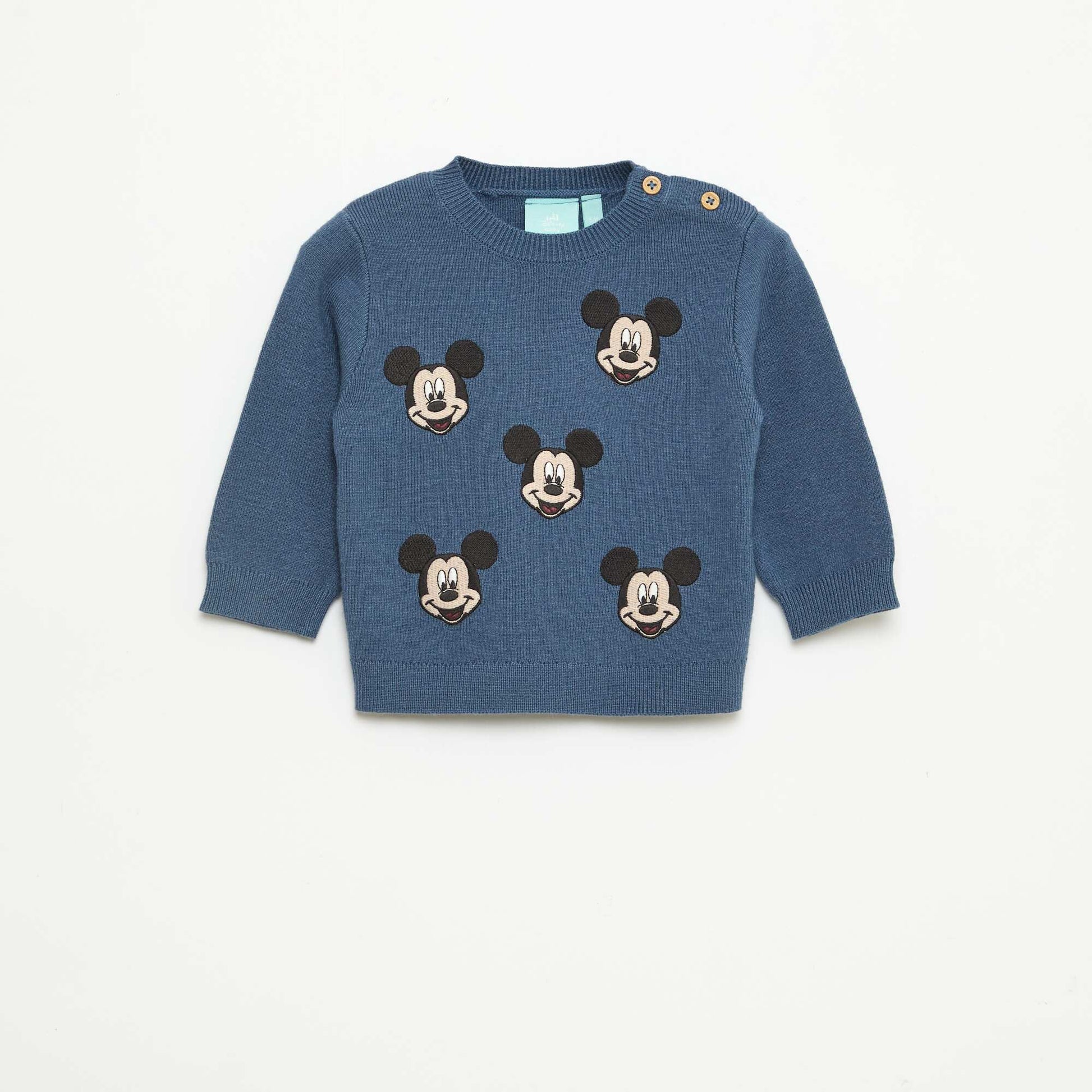 Pull col rond tricot 'Disney' 'Mickey' BLEU