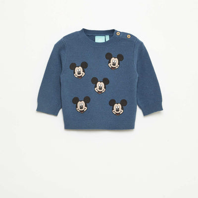 Pull col rond tricot 'Disney' 'Mickey' BLEU