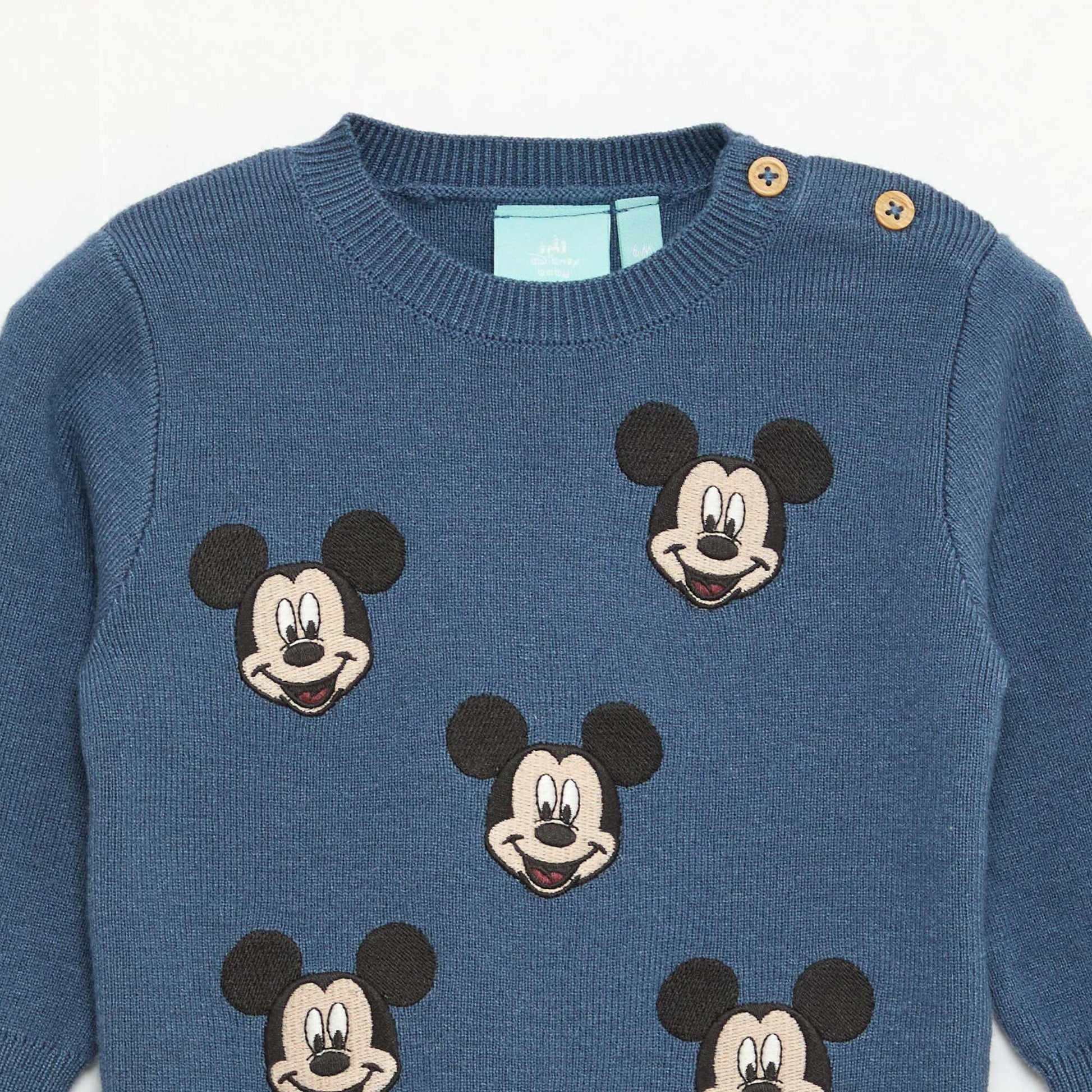 Pull col rond tricot 'Disney' 'Mickey' BLEU