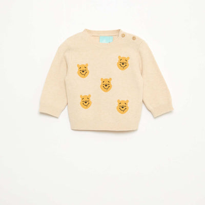 Pull col rond tricot 'Disney' 'Winnie' BEIGE