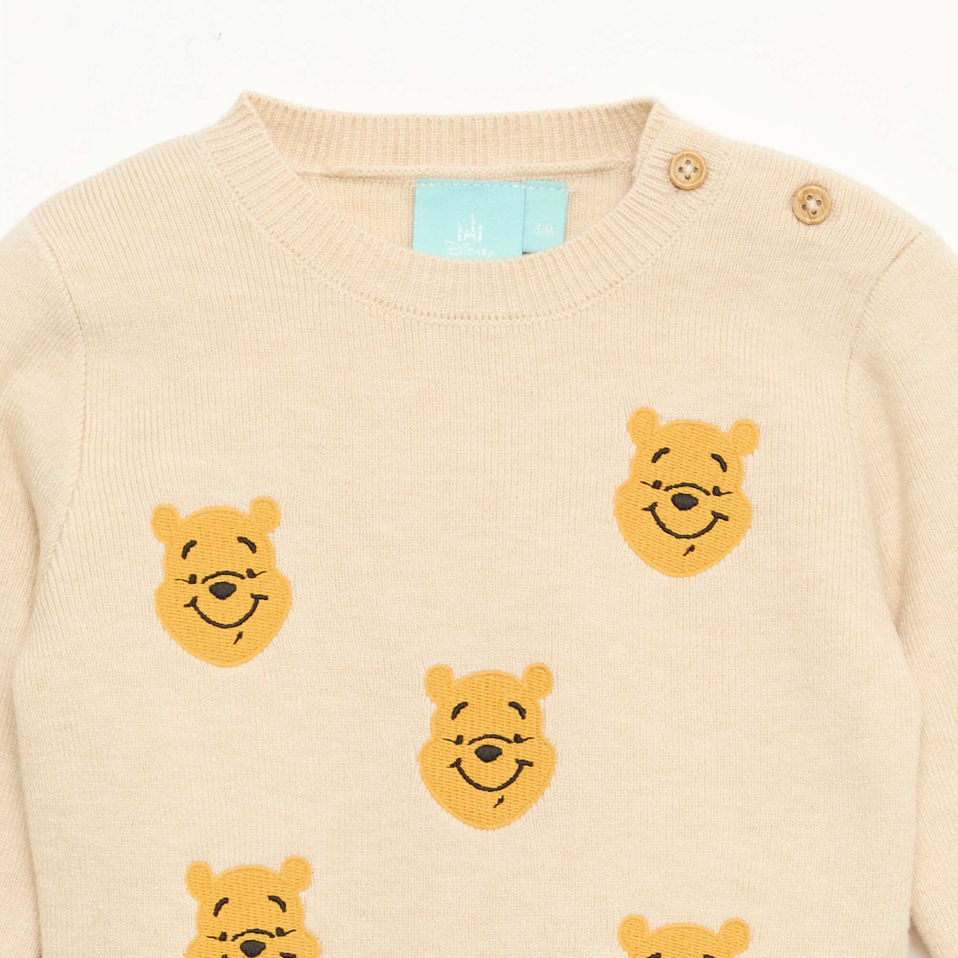 Pull col rond tricot 'Disney' 'Winnie' BEIGE