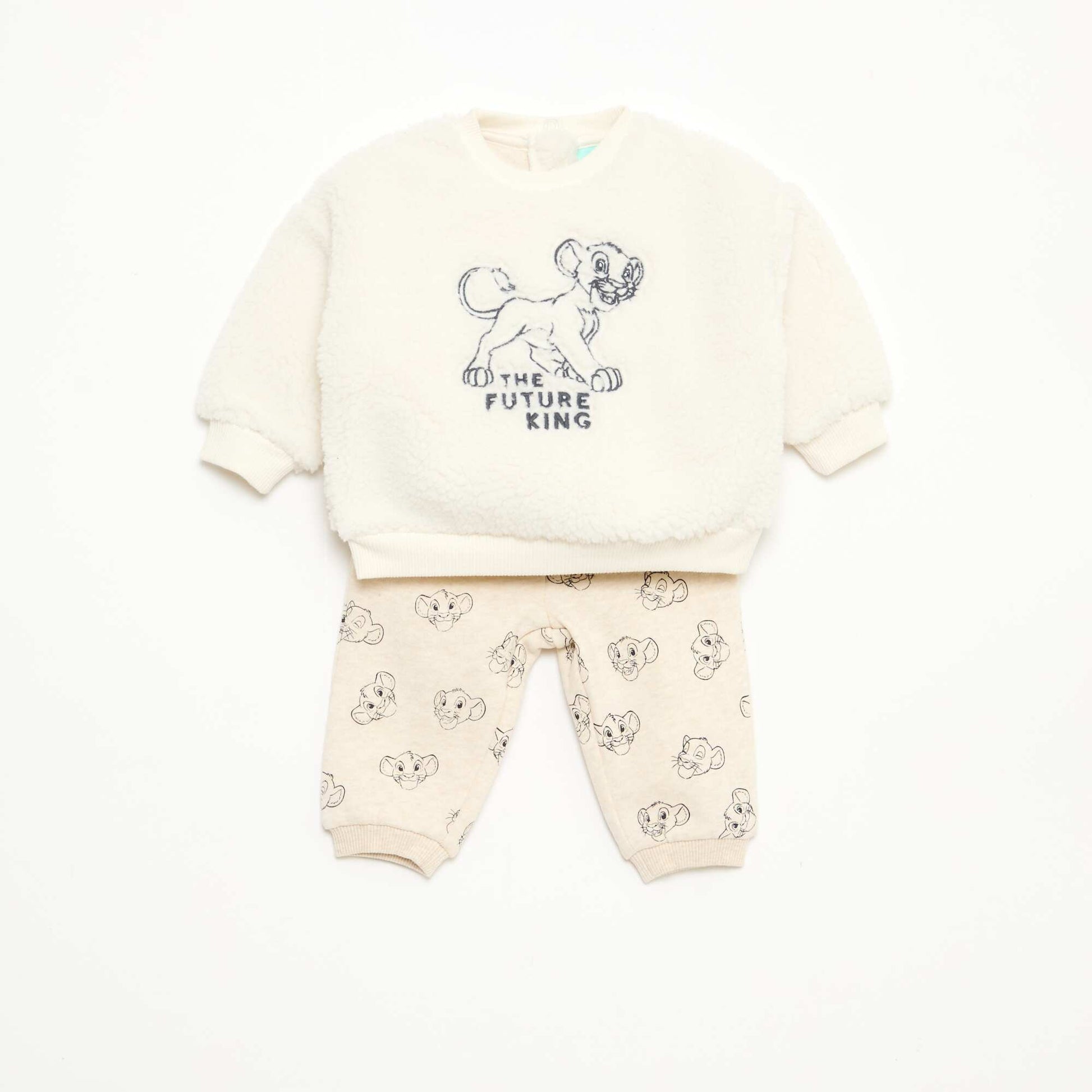 Ensemble sweat + pantalon 'Disney' 'Simba' en coton BLANC