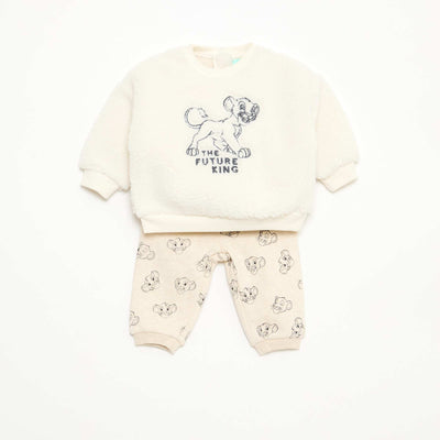 Ensemble sweat + pantalon 'Disney' 'Simba' en coton BLANC