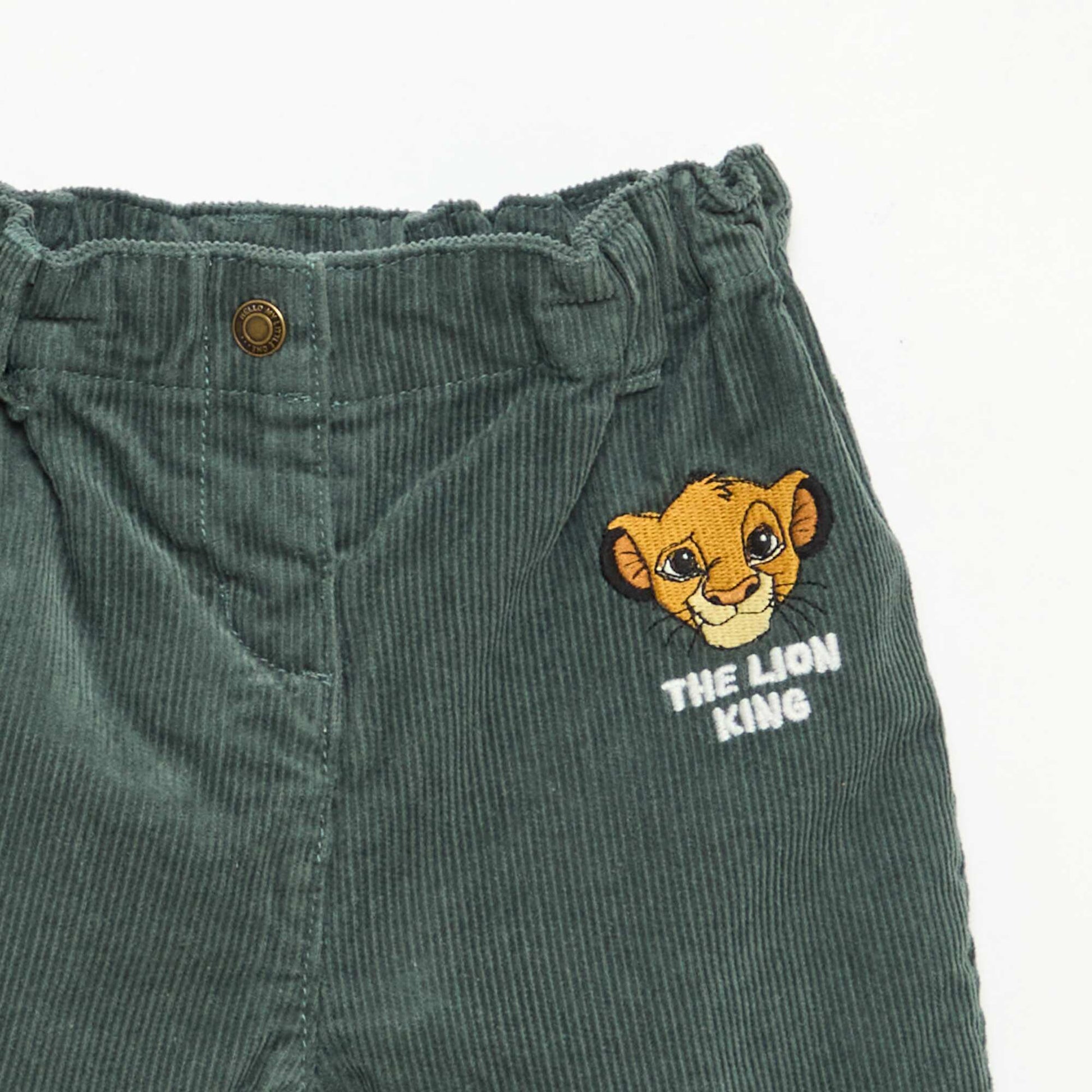 Pantalon 'Disney' 'Simba' en velours côtelé VERT