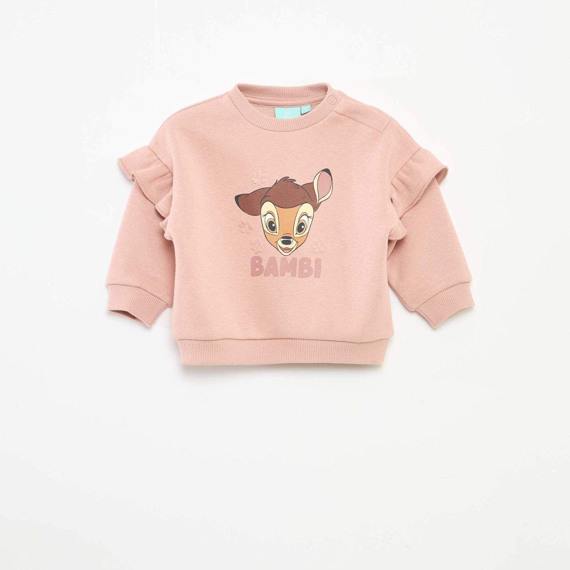 Sweat en molleton 'Disney' 'Bambi' volantée ROSE