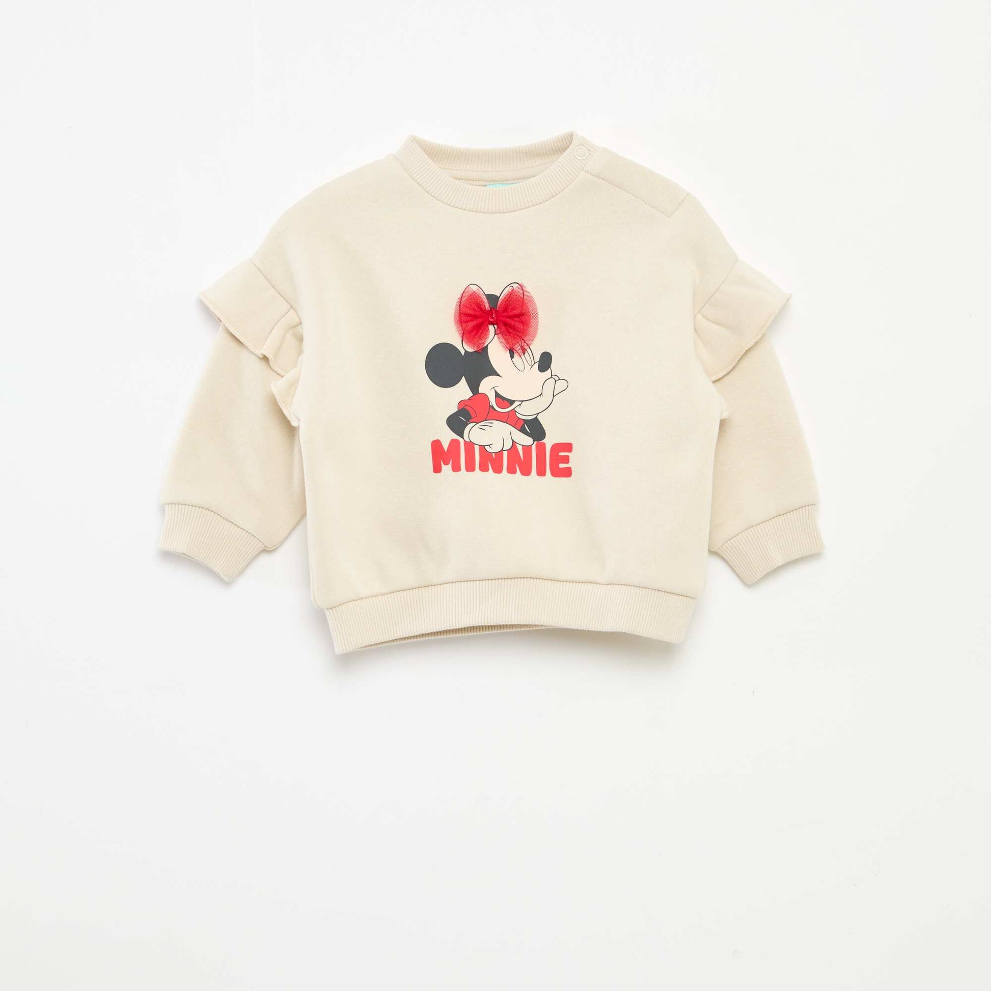 Sweat en molleton 'Disney' 'Minnie' volantée BLANC