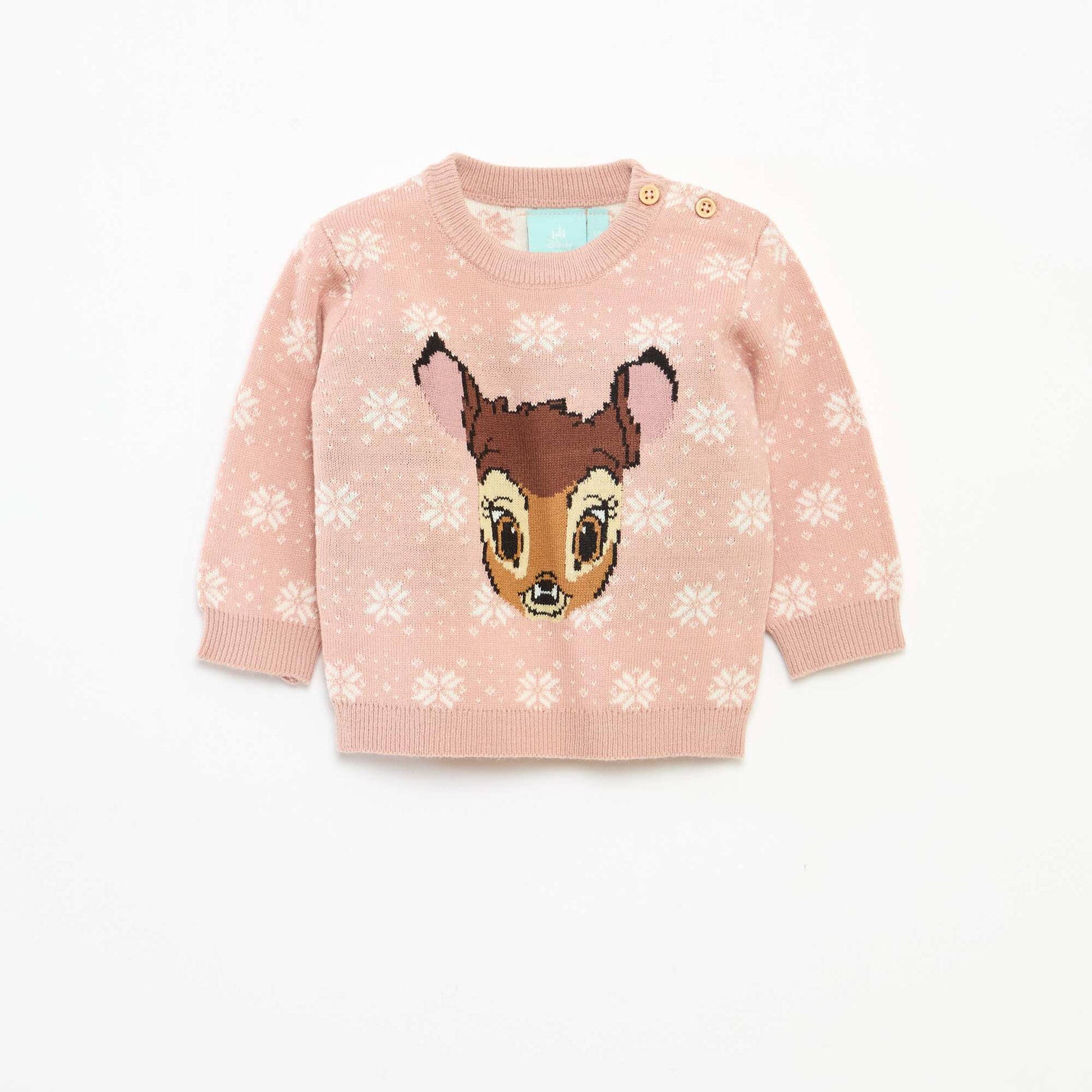 Pull chaud 'Disney' 'Bambi' en maille ROSE
