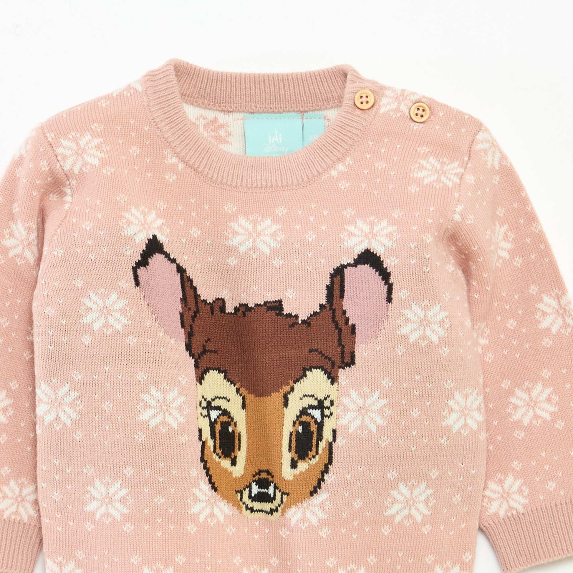 Pull chaud 'Disney' 'Bambi' en maille ROSE