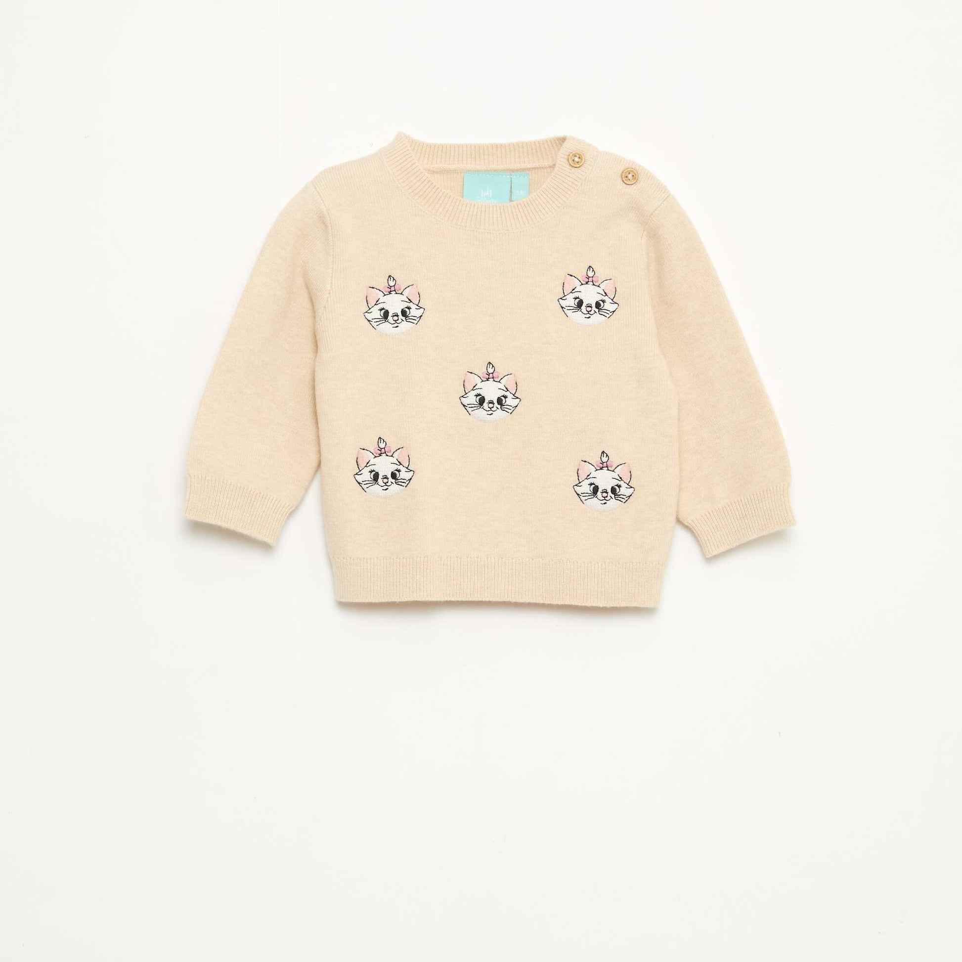 Pull 'Disney' 'Marie' en tricot avec animation fantaisie BEIGE