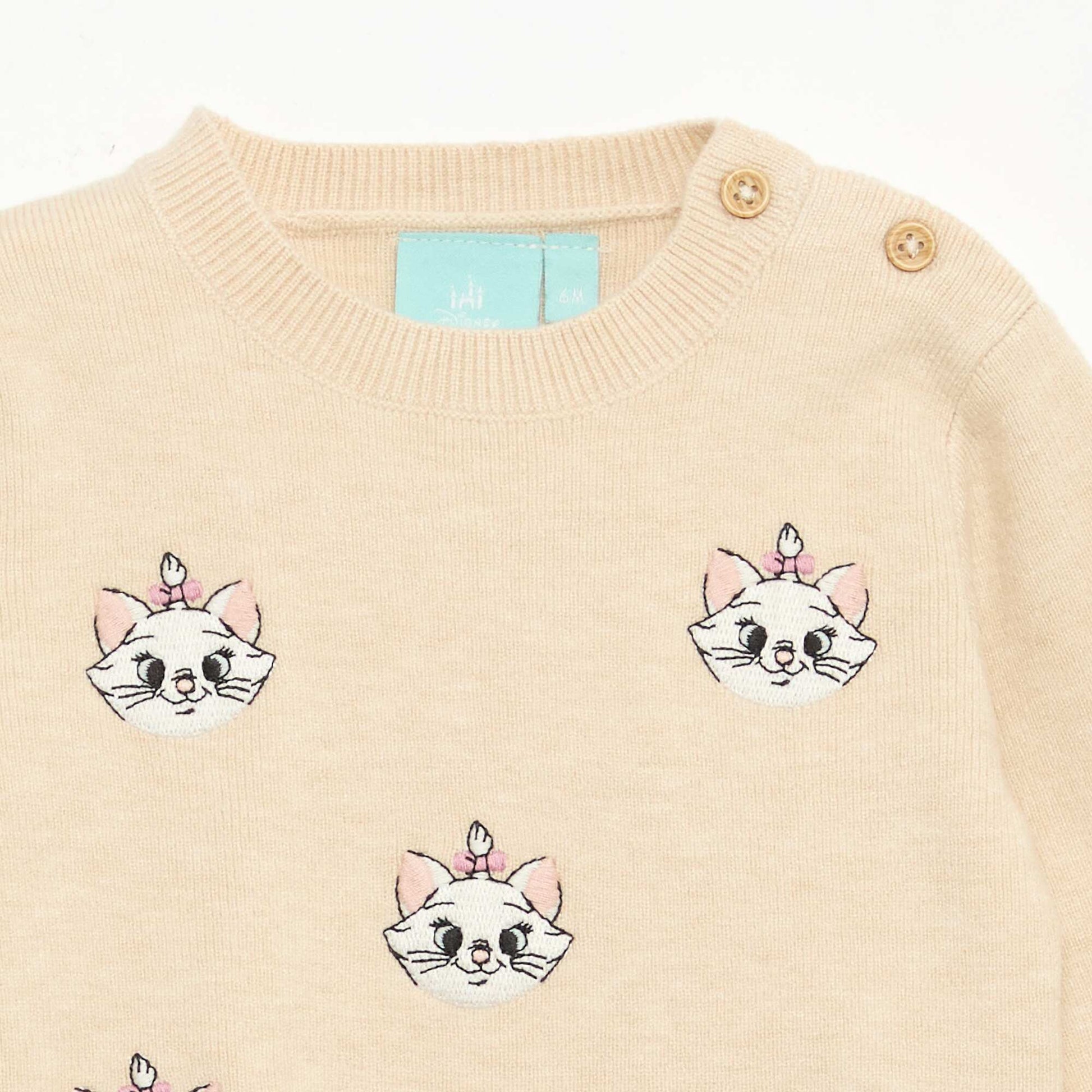 Pull 'Disney' 'Marie' en tricot avec animation fantaisie BEIGE
