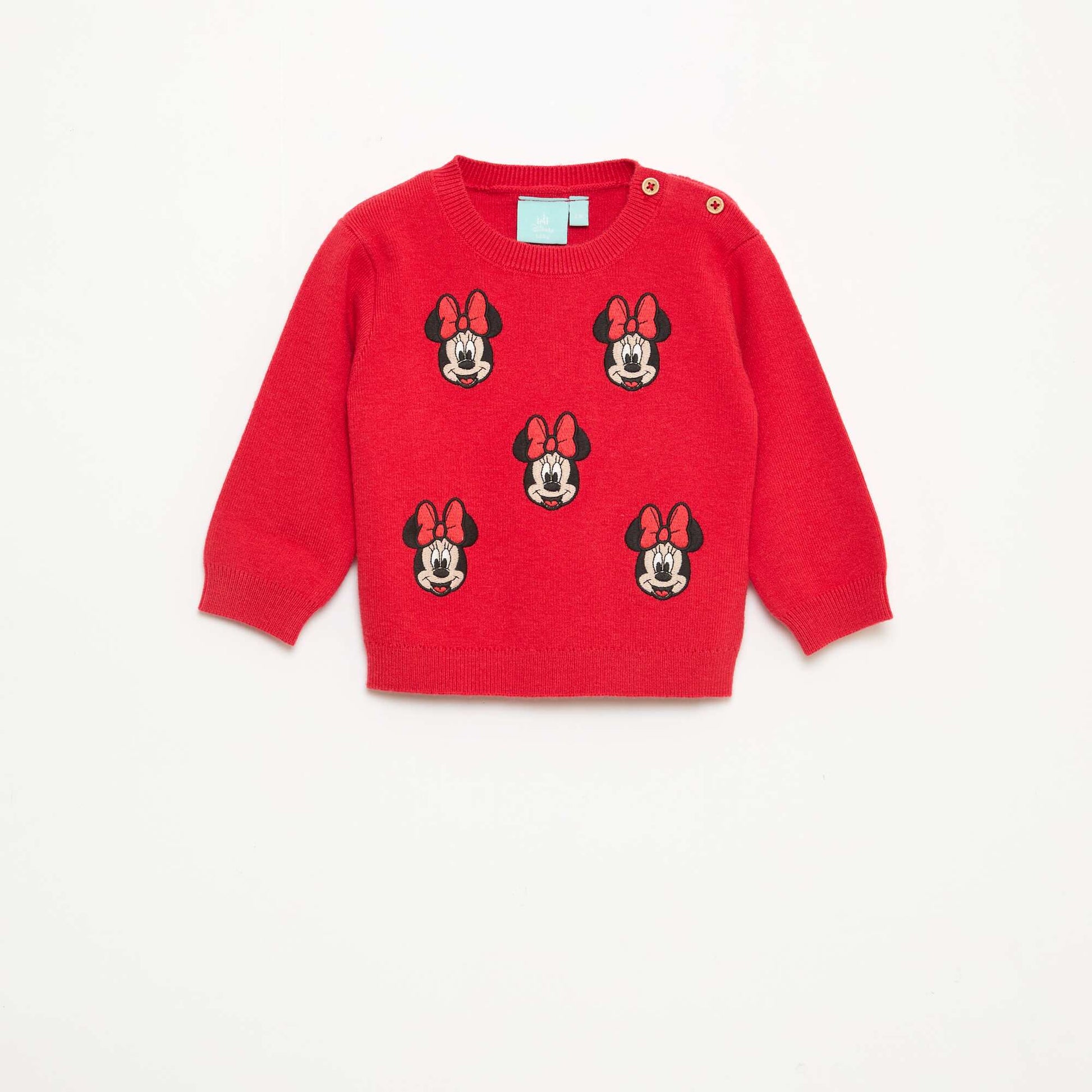 Pull 'Disney' 'Minnie' en tricot avec animation fantaisie ROUGE