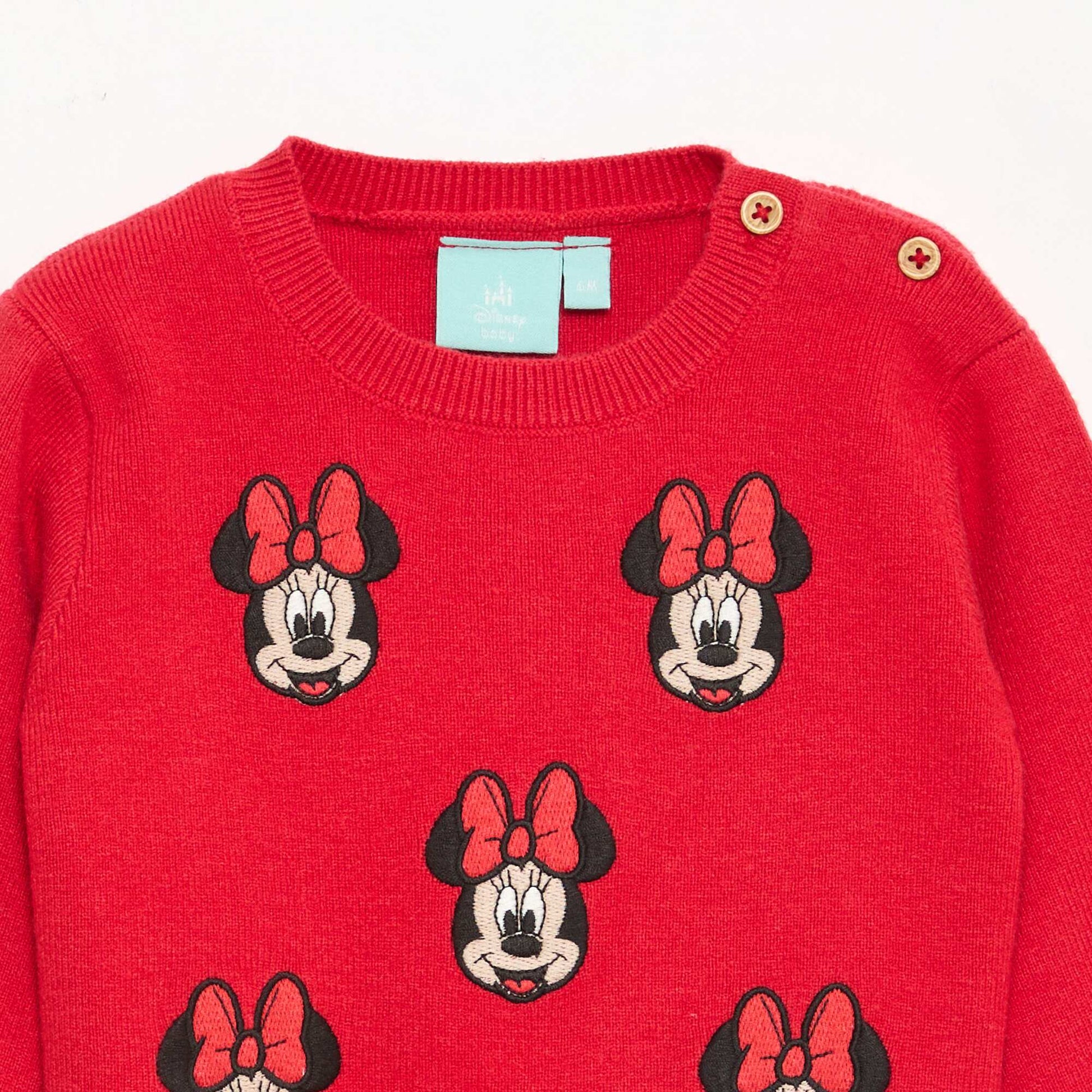 Pull 'Disney' 'Minnie' en tricot avec animation fantaisie ROUGE
