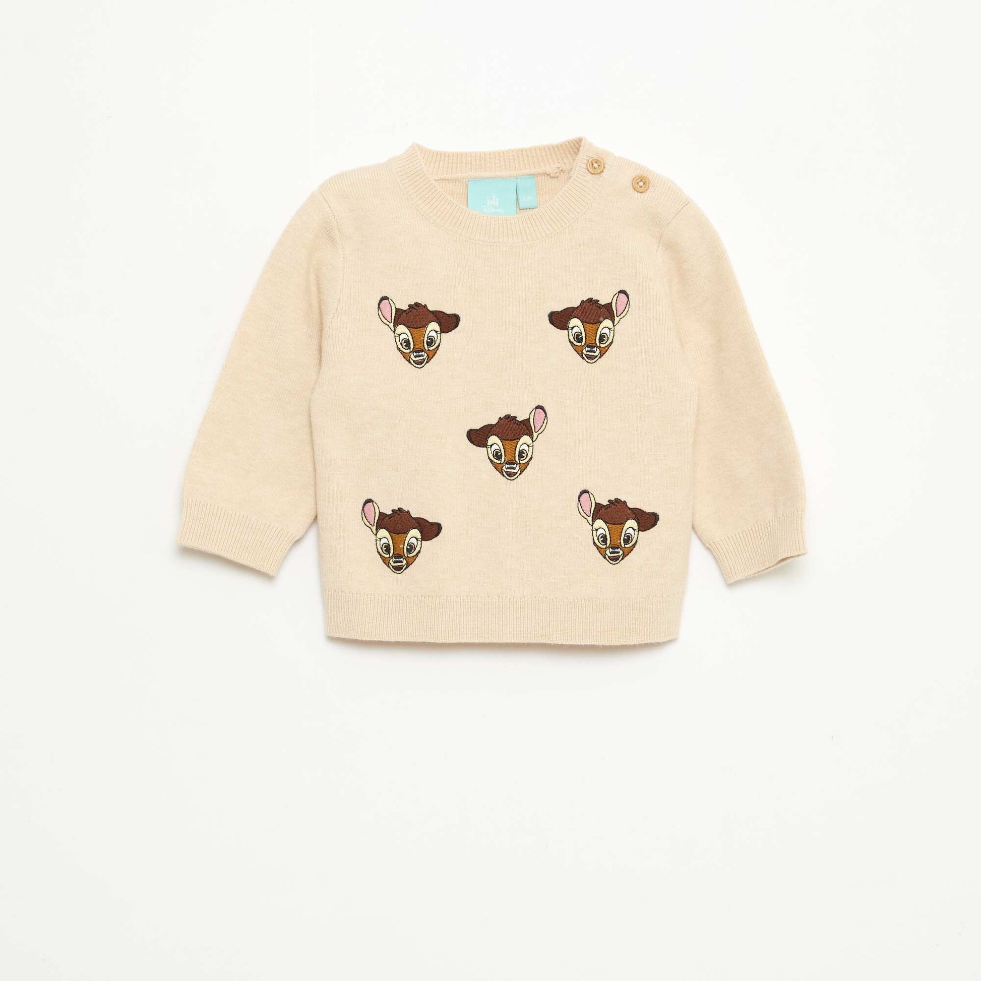 Pull 'Disney' 'Bambi' en tricot avec animation fantaisie BEIGE