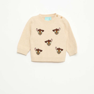 Pull 'Disney' 'Bambi' en tricot avec animation fantaisie BEIGE