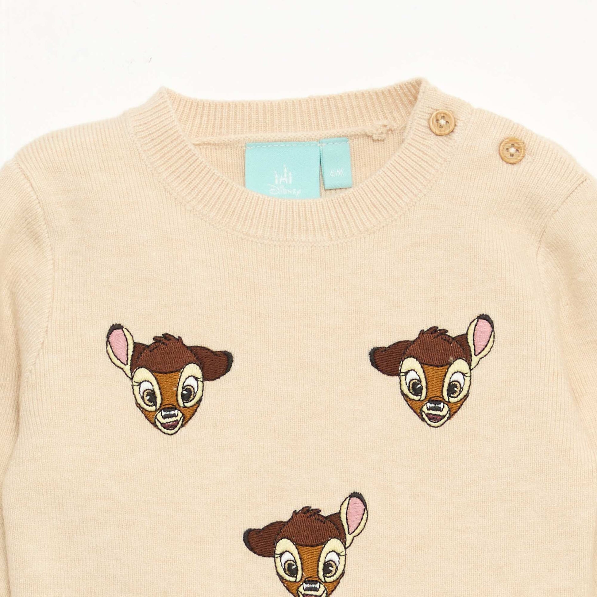 Pull 'Disney' 'Bambi' en tricot avec animation fantaisie BEIGE