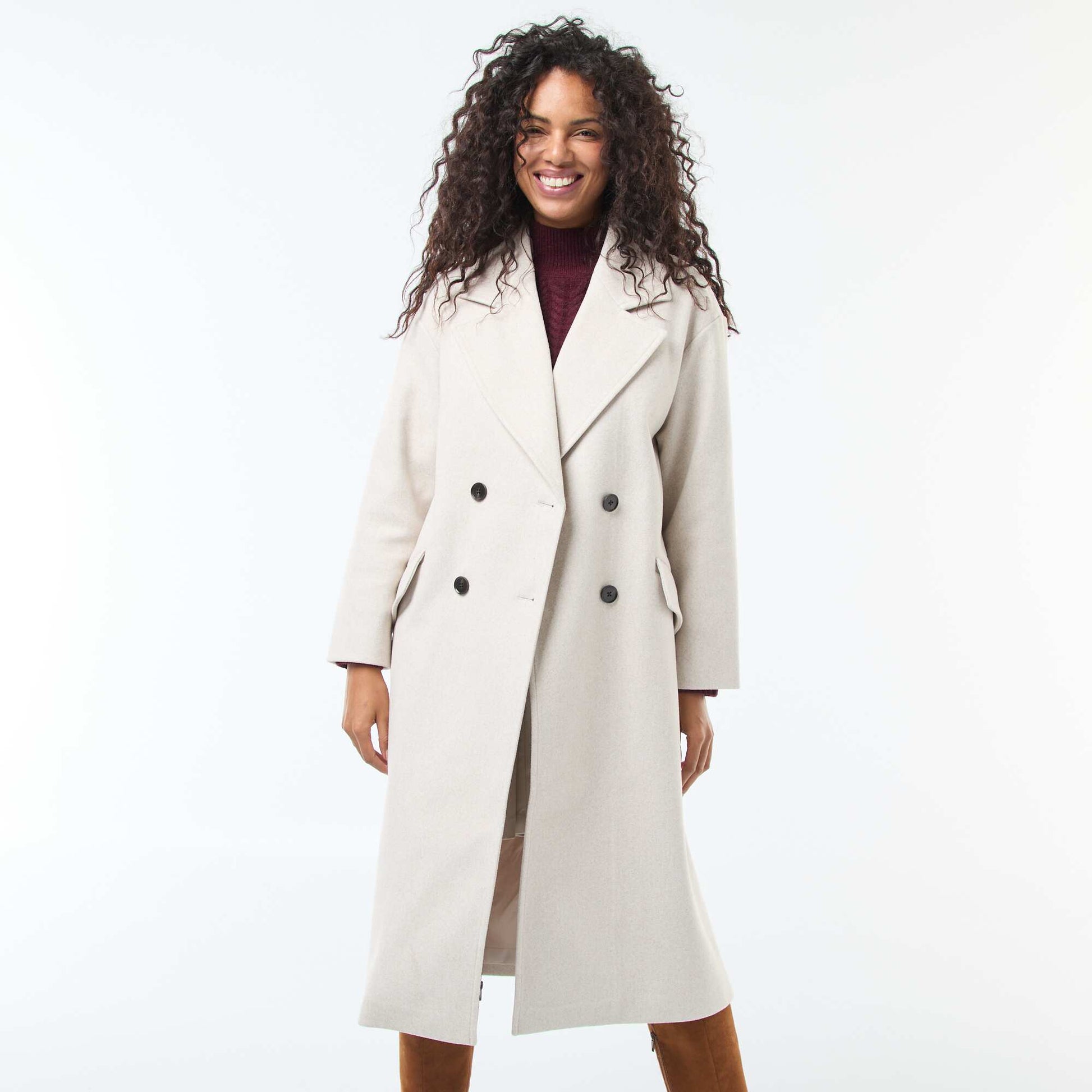 Manteau long en faux lainage BLANC