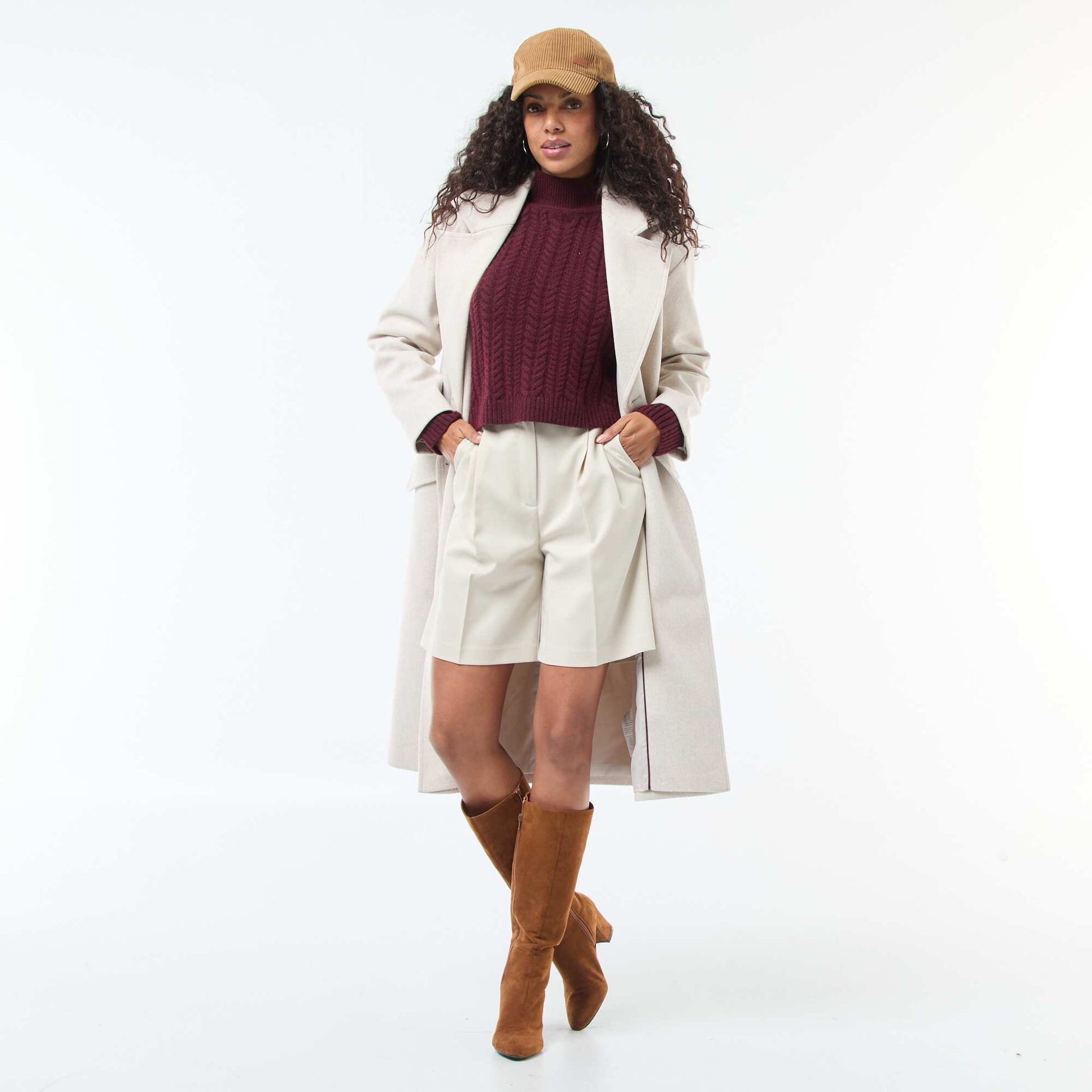 Manteau long en faux lainage BLANC