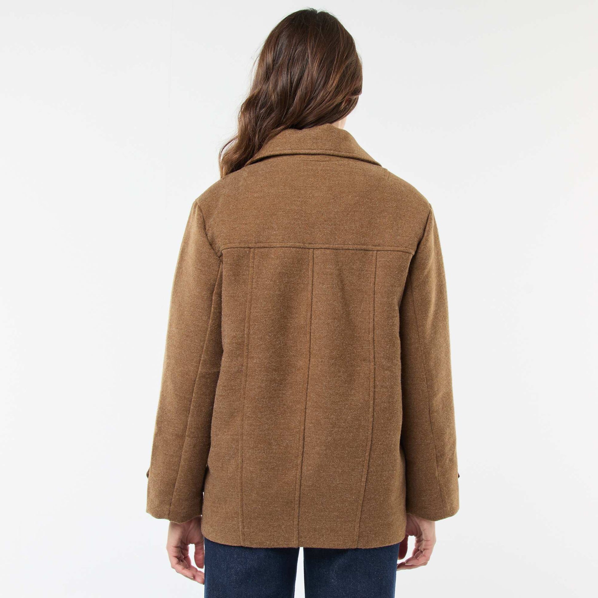 Manteau court facon lainage MARRON