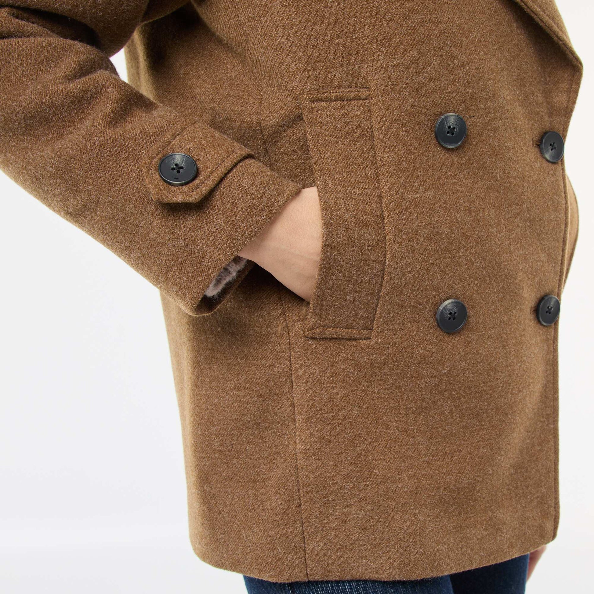 Manteau court facon lainage MARRON