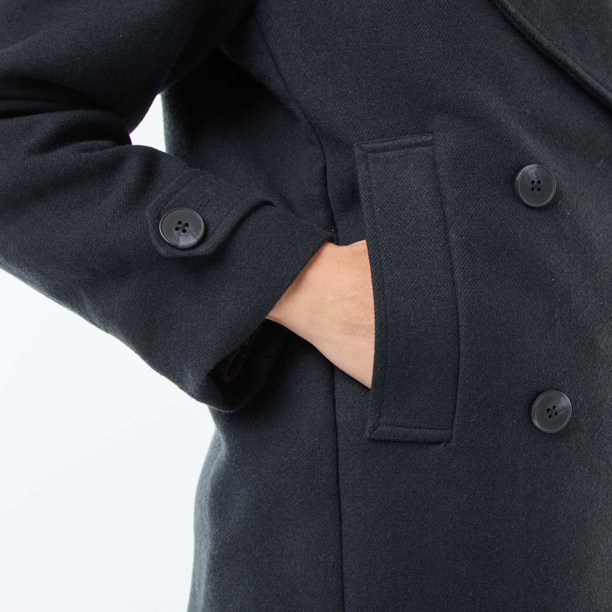 Manteau court facon lainage BLEU