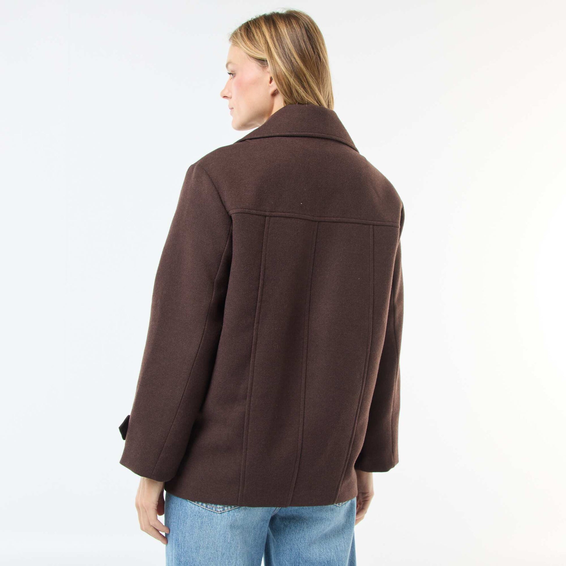 Manteau court facon lainage MARRON