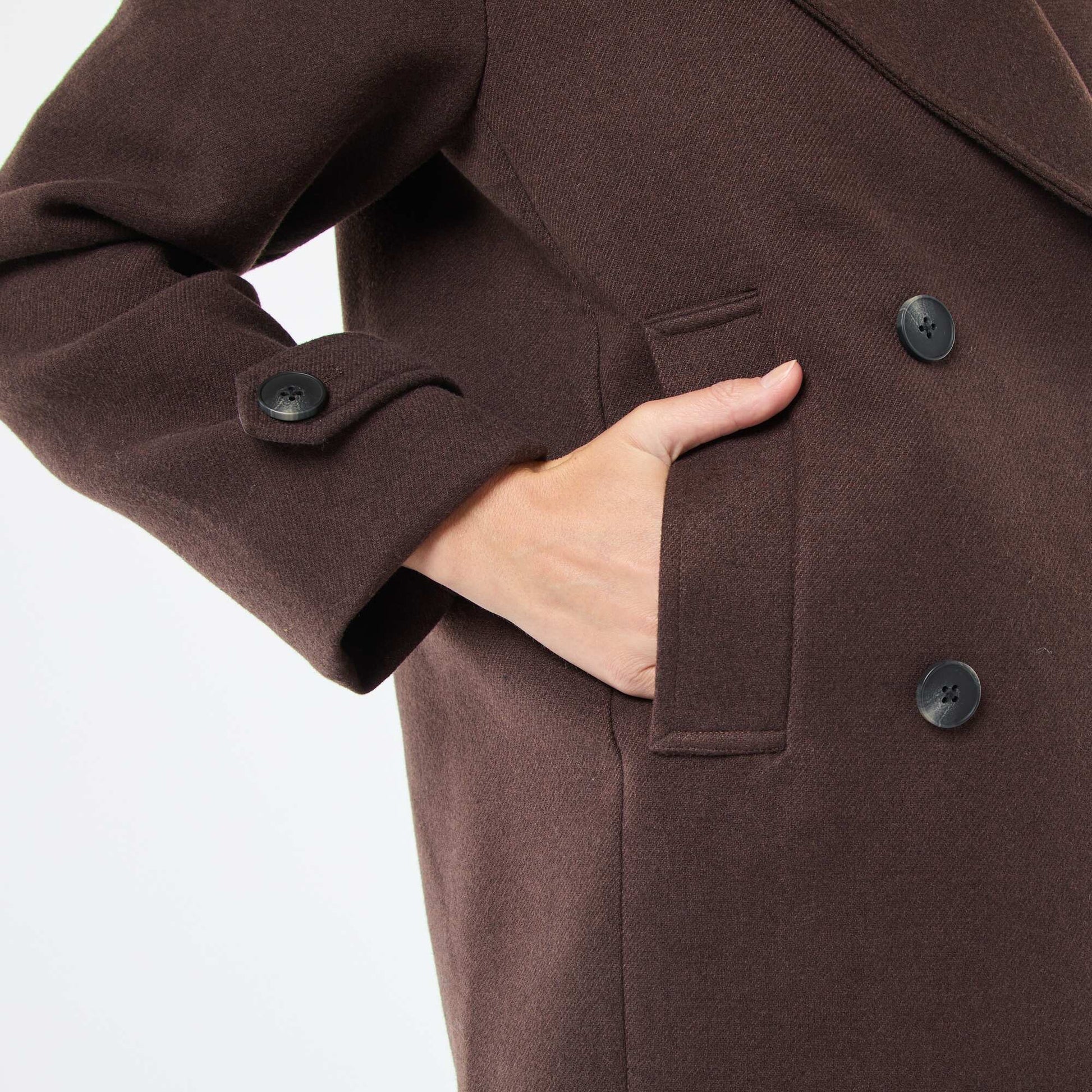 Manteau court facon lainage MARRON