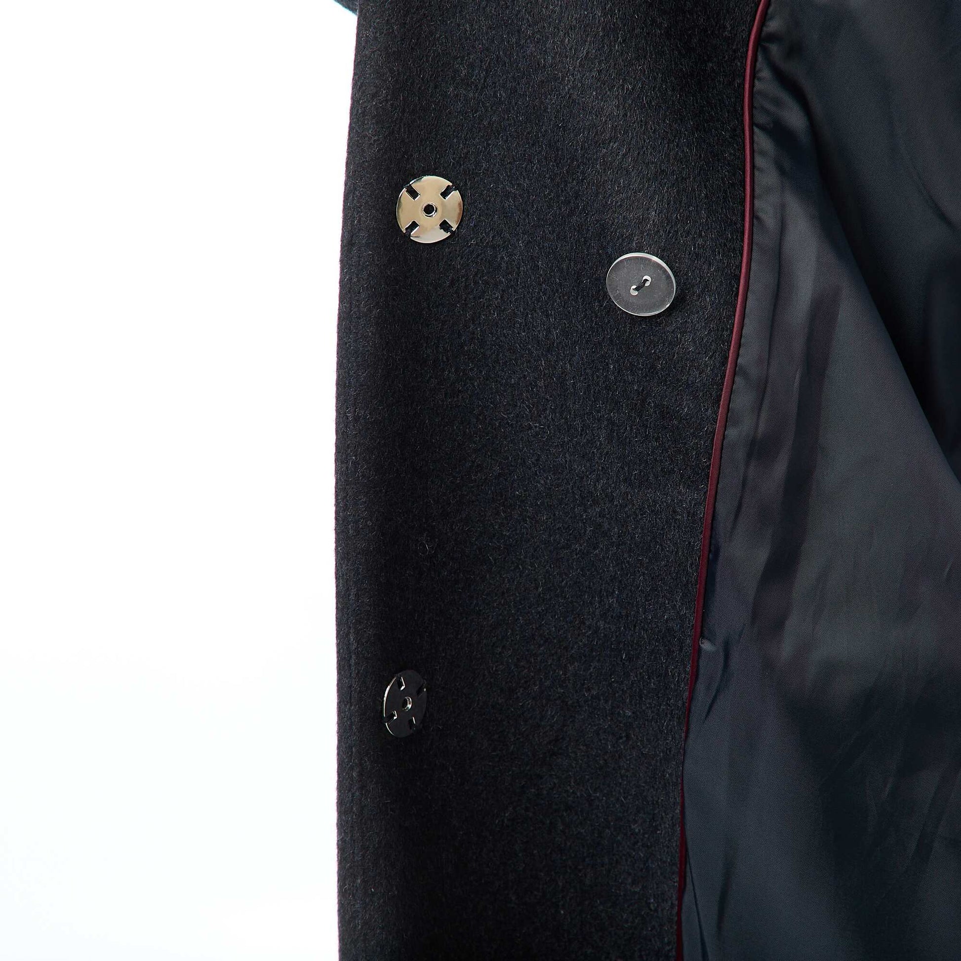 Manteau long façon lainage col rond avec écharpe cousue BLEU