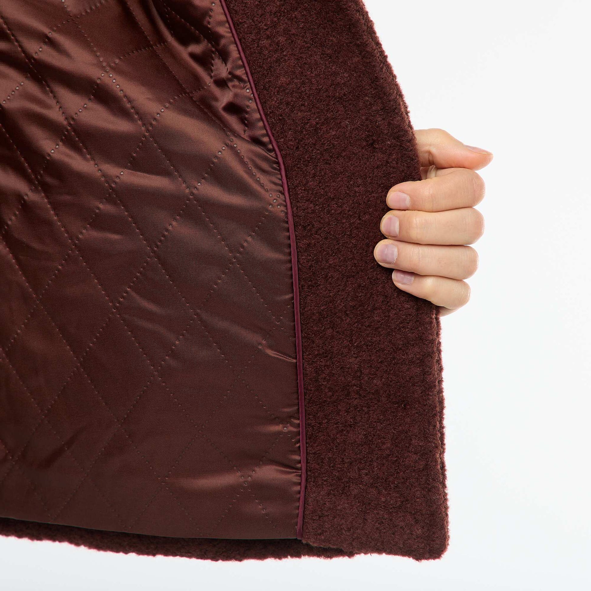 Manteau court en laine avec une écharpe amovible MARRON