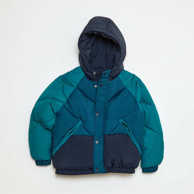 Doudoune matelassée color bloc BLEU