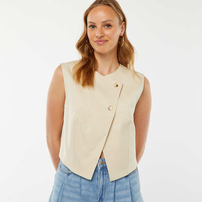 Blouse sans manches asymétrique BEIGE