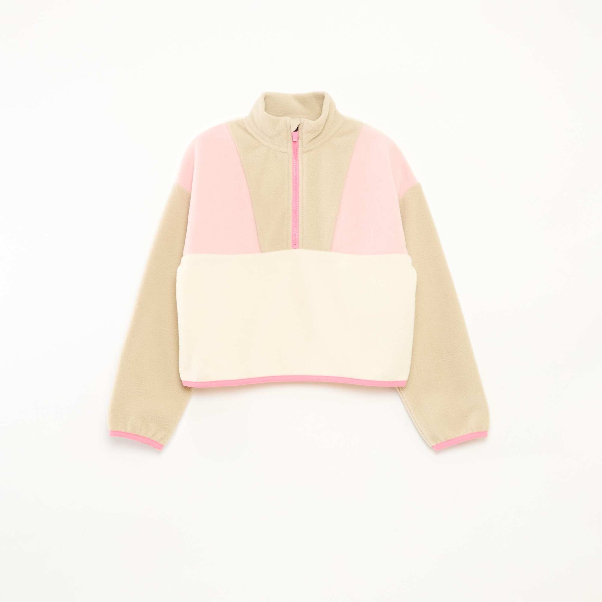 Polaire col camionneur avec liseré BEIGE