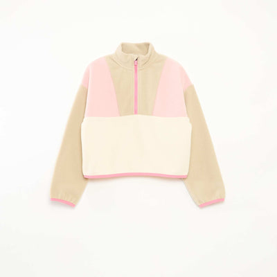 Polaire col camionneur avec liseré BEIGE
