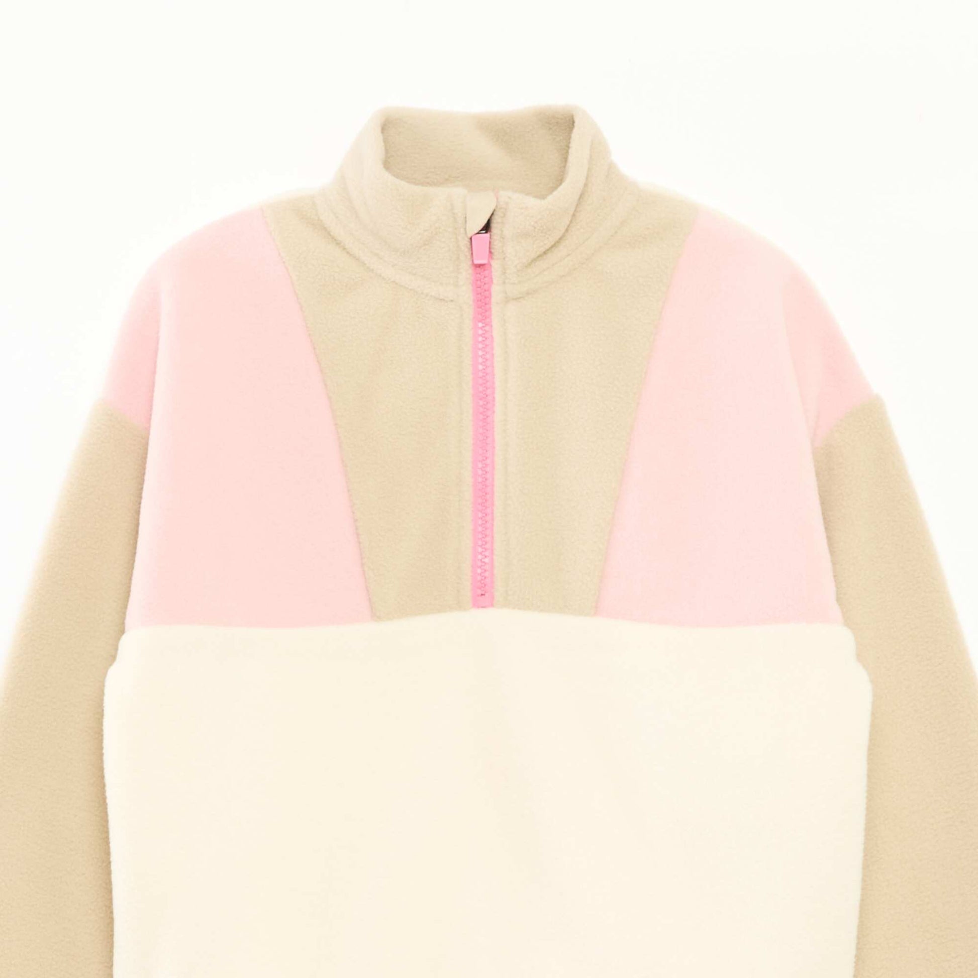 Polaire col camionneur avec liseré BEIGE