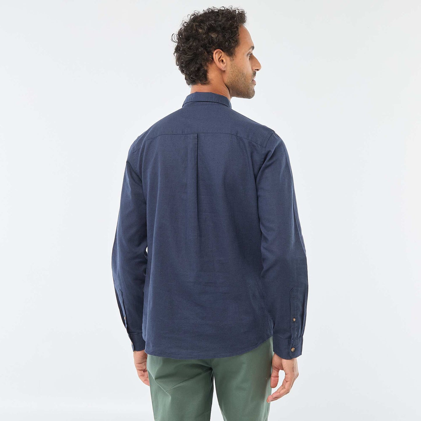 Chemise en lin mélangé unie BLEU