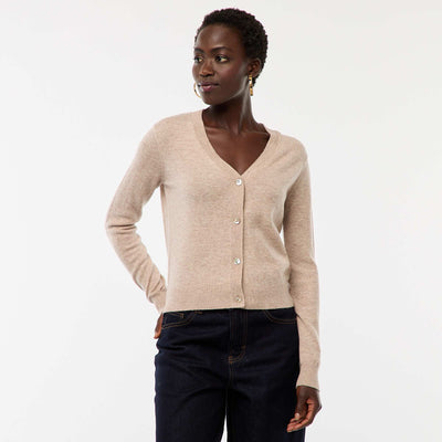 Gilet en maille fine col en V BEIGE