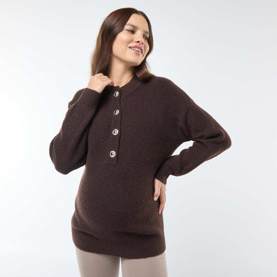Pull d'allaitement à ouverture boutonnée MARRON