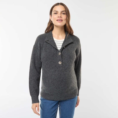 Pull d'allaitement à ouverture boutonnée GRIS