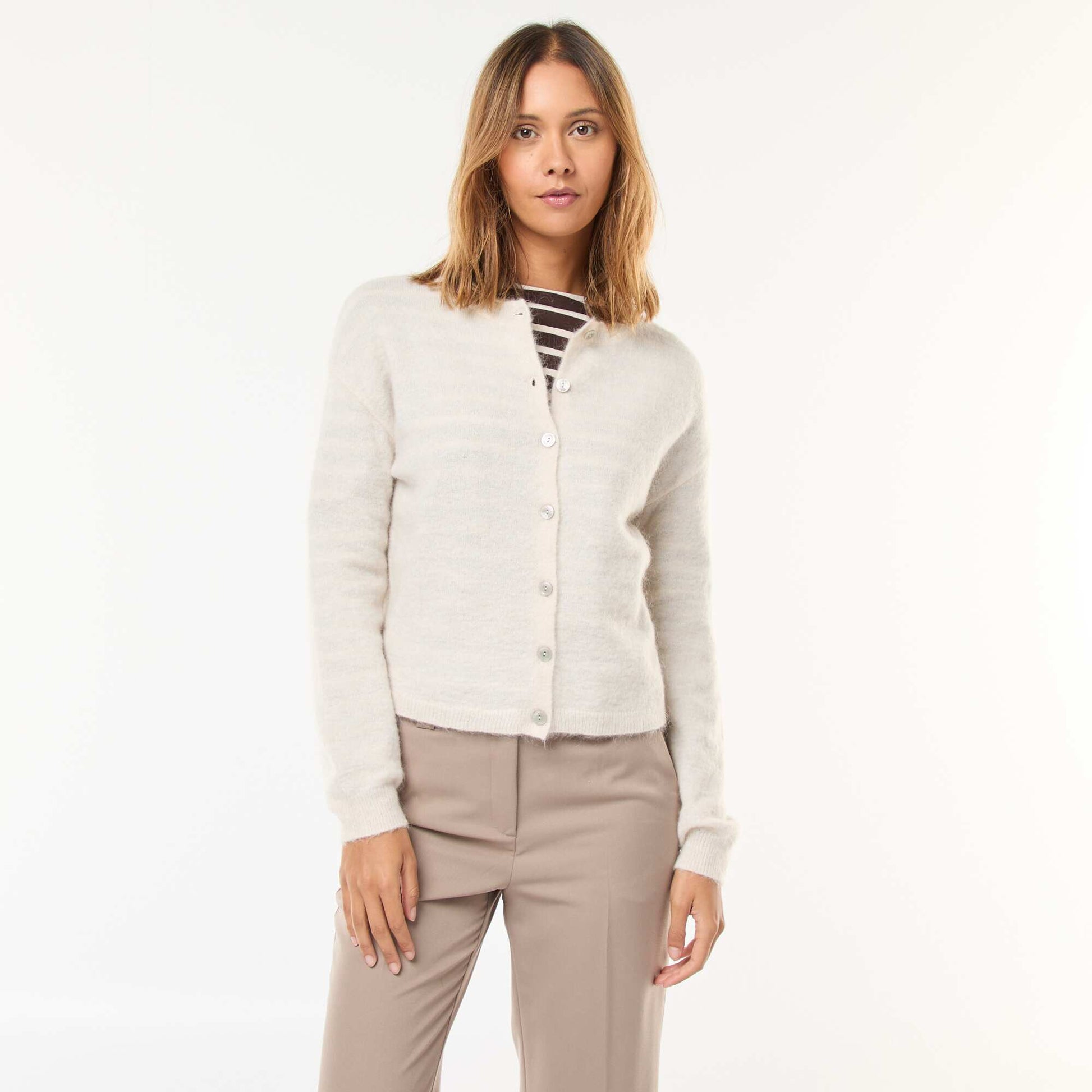 Gilet en mohair et laine mélangé BEIGE