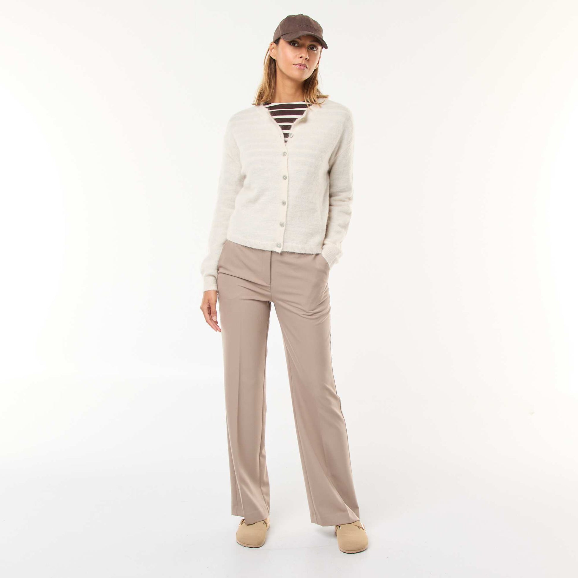 Gilet en mohair et laine mélangé BEIGE