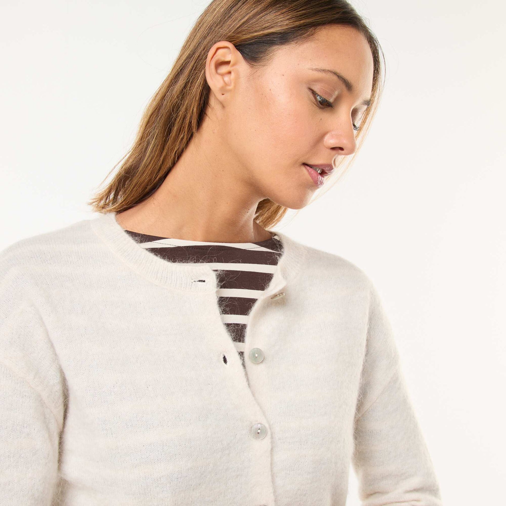 Gilet en mohair et laine mélangé BEIGE