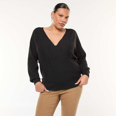 Pull en maille côtelée NOIR