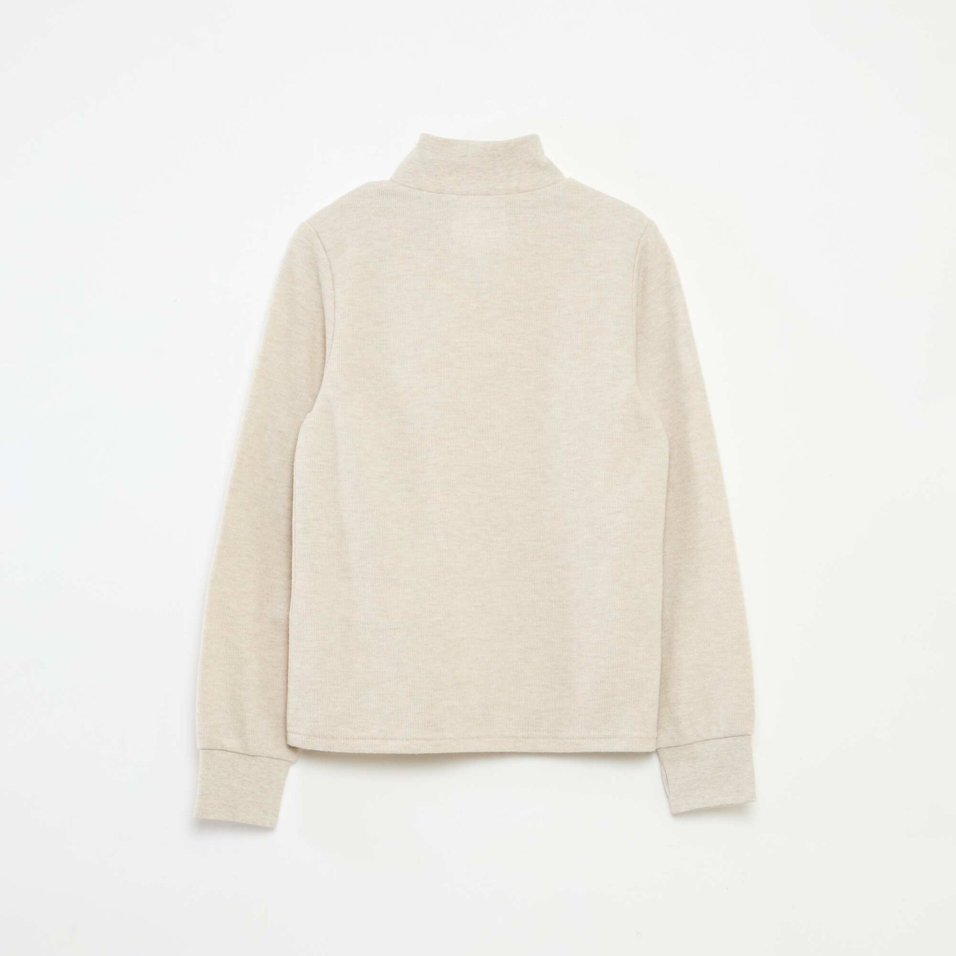 Sous pull avec broderie en coton uni BEIGE